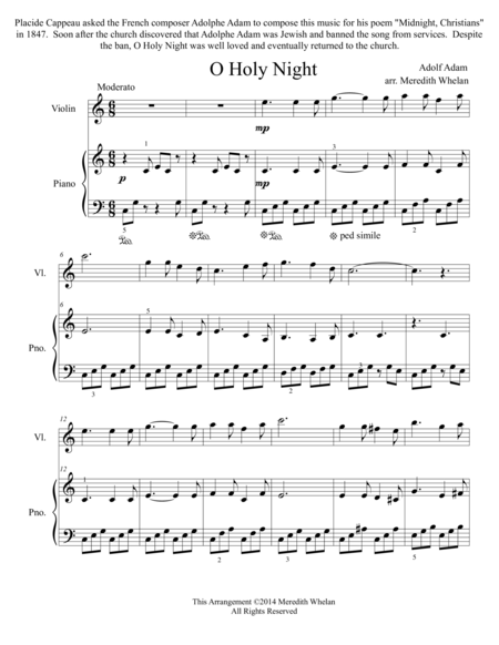 Christmas Duets For Violin Piano O Holy Night Sheet Music