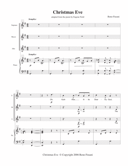 Christmas Eve Ssa Sheet Music