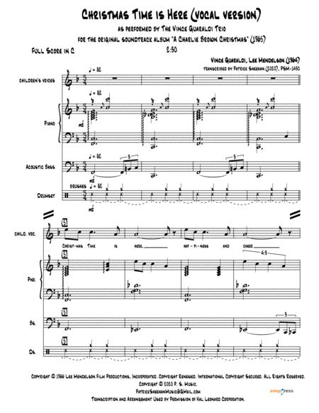 Christmas Time Is Here Vocal Version Vince Guaraldi Trio Full Score Set Of Parts Sheet Music