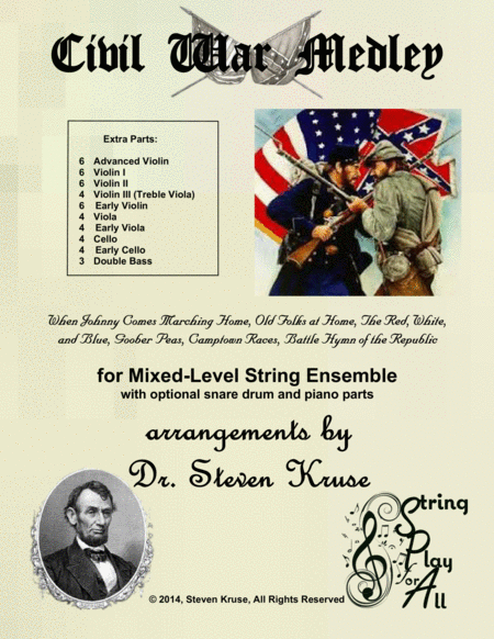 Civil War Medley For Mixed Level String Orchestra With Snare Extra Parts Sheet Music