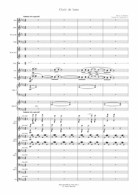 Free Sheet Music Clair De Lune For Chamber Orchestra