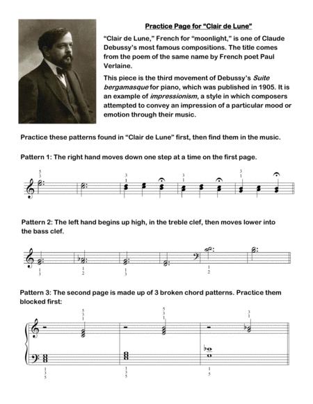 Free Sheet Music Clair De Lune Late Elementary Piano With Practice Tips