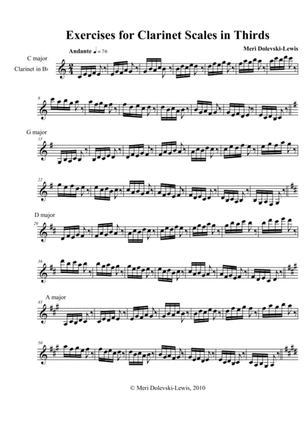 Free Sheet Music Clarinet Prep Exercises For Scales In Thirds Major Keys