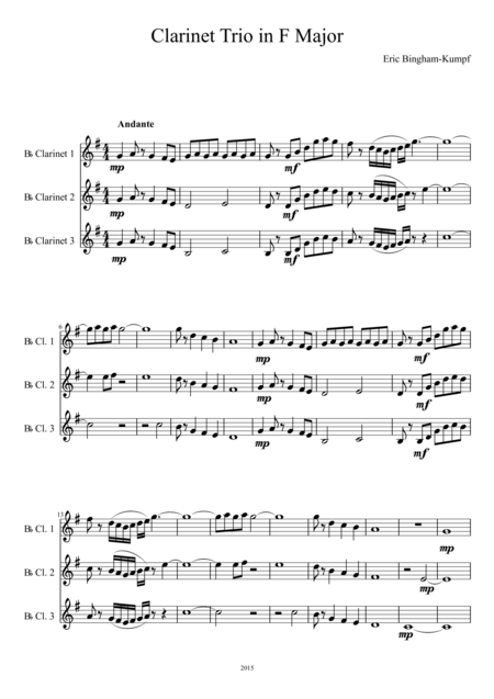 Free Sheet Music Clarinet Trio In F Major