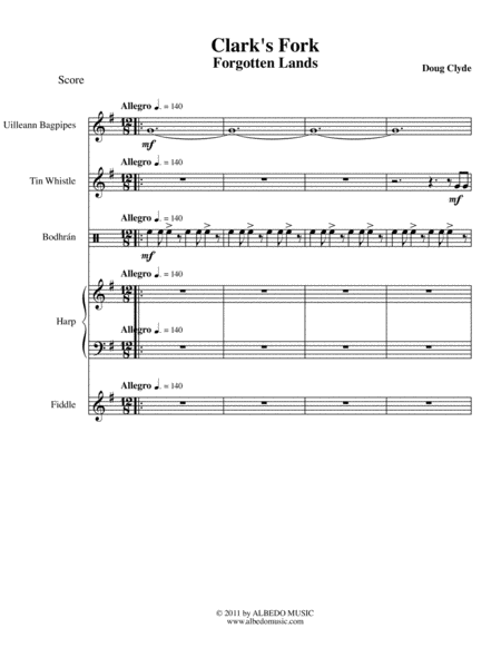 Clarks Fork From Forgotten Lands Sheet Music