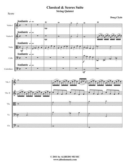 Classical Scores Suite String Quintet Sheet Music