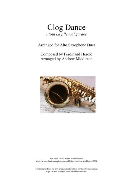 Clog Dance Arranged For Alto Saxophone Duet Sheet Music