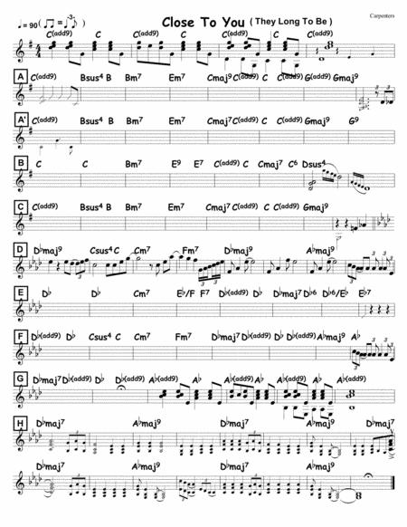 Free Sheet Music Close To You Carpenters