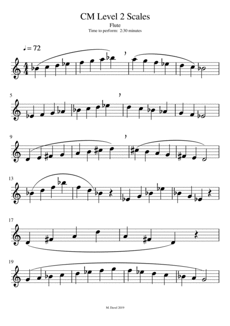 Free Sheet Music Cm Flute Scales Level 2