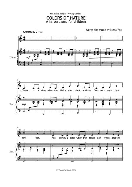 Colors Of Nature A Harvest Song For Children Sheet Music