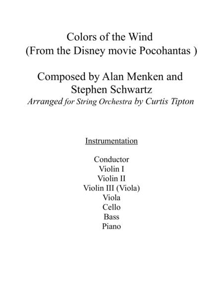 Colors Of The Wind For String Orchestra Sheet Music