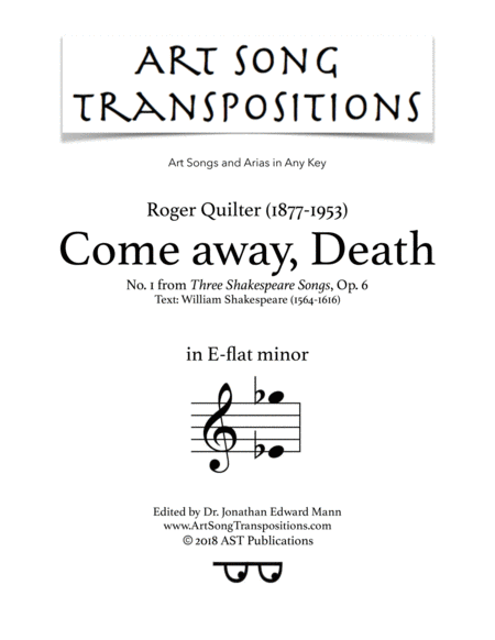 Free Sheet Music Come Away Death Op 6 No 1 E Flat Minor