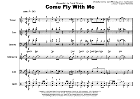 Come Fly With Me Vocal With Small Band 3 Horns Key Of Bb Sheet Music