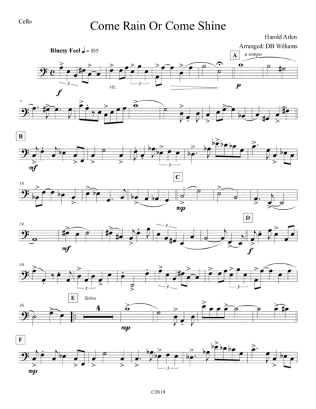 Come Rain Or Come Shine Cello Sheet Music