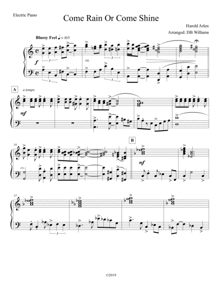 Come Rain Or Come Shine Electric Piano Sheet Music