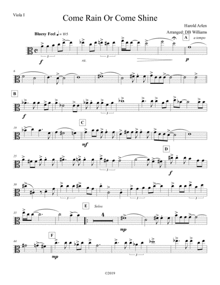 Come Rain Or Come Shine Viola 1 Sheet Music