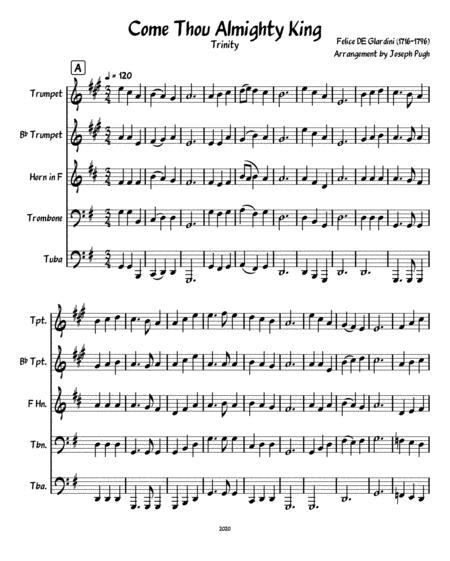 Come Thou Almighty King Brass Quintet Sheet Music