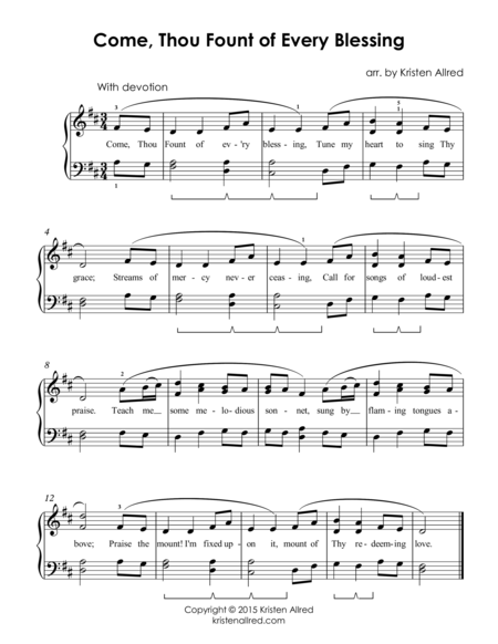 Come Thou Fount Easy Piano Sheet Music