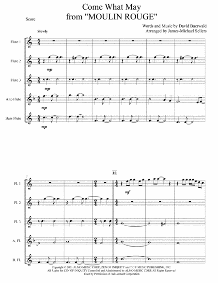 Come What May For Flute Choir Sheet Music