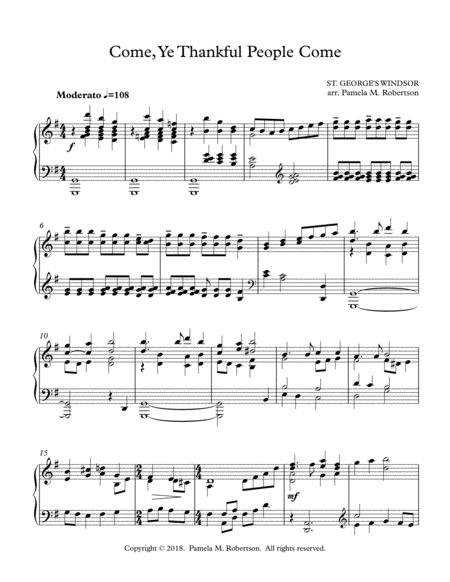 Come Ye Thankful People Come Postlude Sheet Music