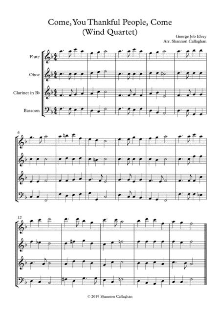 Come You Thankful People Come Wind Quartet Sheet Music
