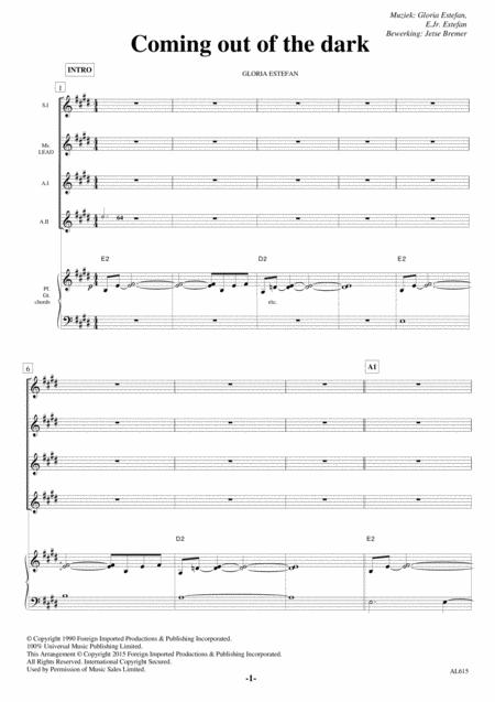 Free Sheet Music Coming Out Of The Dark Ssaa Piano