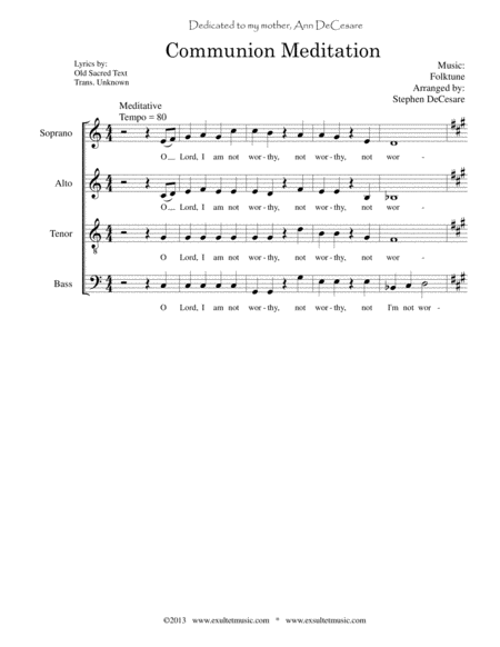 Free Sheet Music Communion Meditation