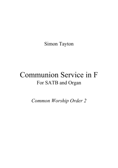 Communion Service In F Rite A Sheet Music