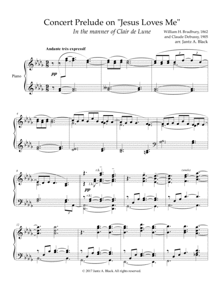 Concert Prelude On Jesus Loves Me In The Manner Of Clair De Lune Sheet Music