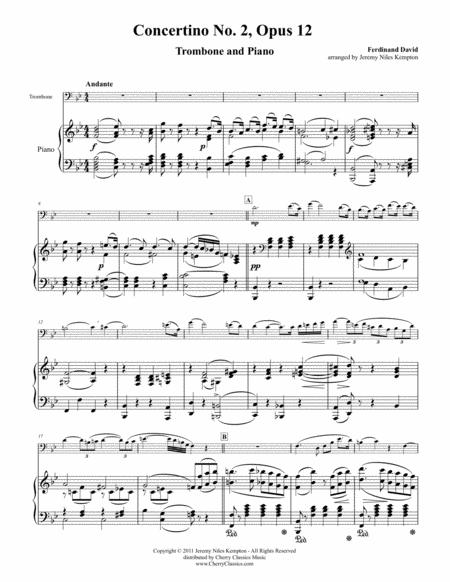 Free Sheet Music Concertino No 2 In B Flat For Trombone And Piano