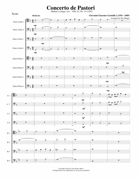 Concerto De Pastori For Trombone Or Low Brass Octet Sheet Music