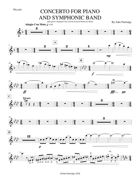 Free Sheet Music Concerto For Piano And Symphonic Band Set Of Band Parts