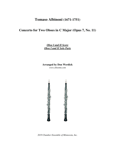 Free Sheet Music Concerto For Two Oboes In C Major Op 7 No 11