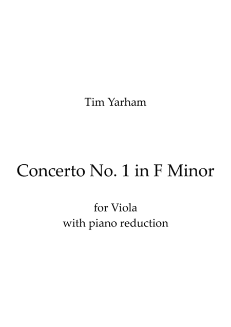 Concerto No 1 In F Minor For Viola With Piano Reduction Sheet Music