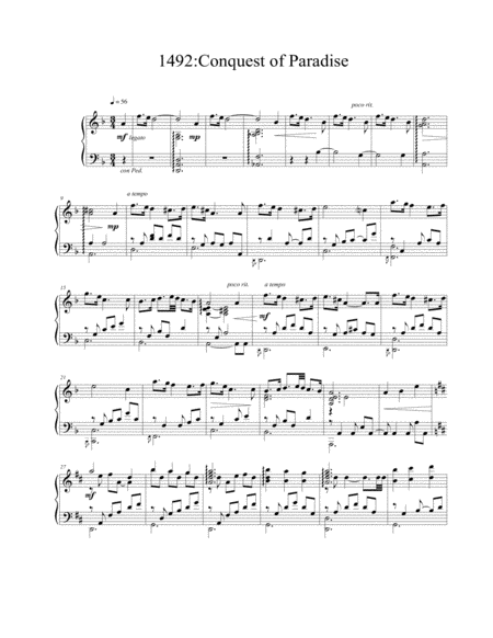 Free Sheet Music Conquest Of Paradise