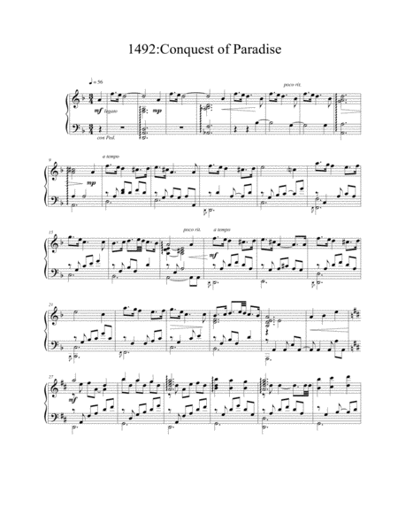 Conquest Of Paradise Sheet Music