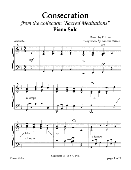 Consecration Piano Solo Sheet Music