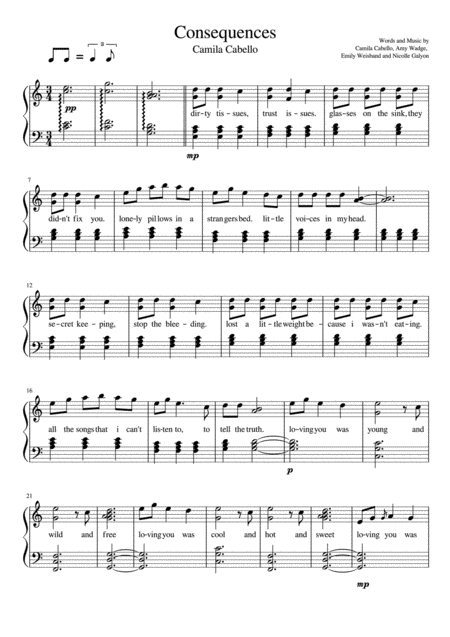 Consequences Piano Solo Sheet Music