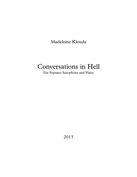 Conversations In Hell For Soprano Saxophone And Piano Sheet Music