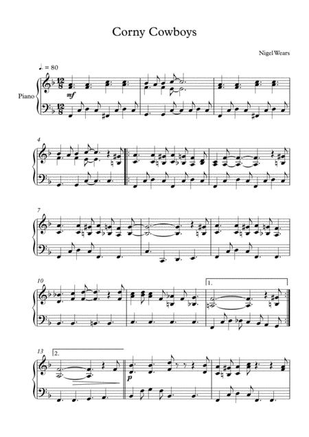 Free Sheet Music Corny Cowboys