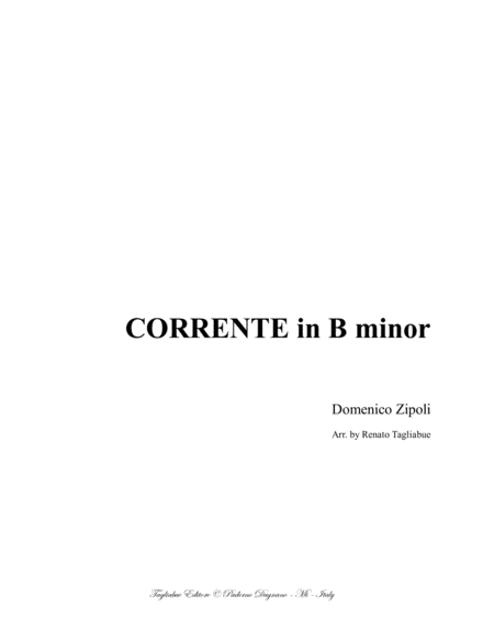 Corrente In B Minor Zipoli For Organ Sheet Music