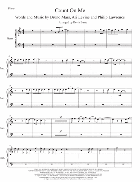 Count On Me Easy Key Of C Piano Sheet Music