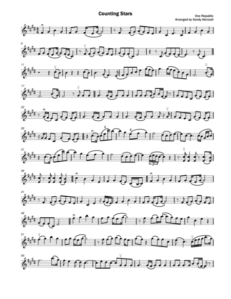 Counting Stars One Republic For Solo Violin Sheet Music