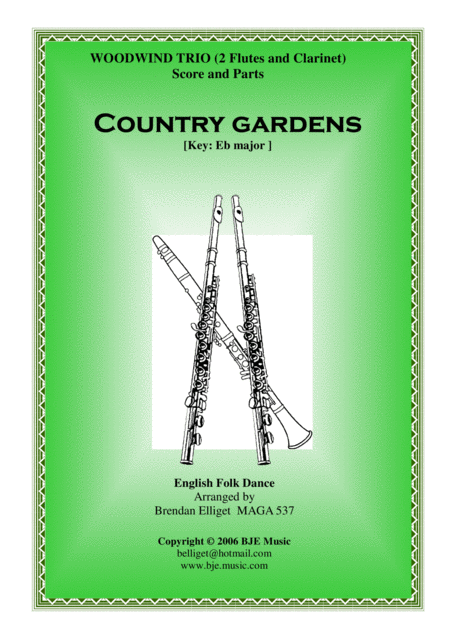 Country Gardens Woodwind Trio 2 Flute And A Clarinet Score And Parts Pdf Sheet Music