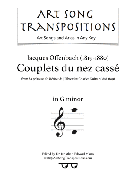 Free Sheet Music Couplets Du Nez Cass Transposed To G Minor