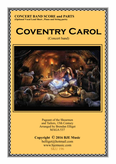 Coventry Carol Concert Band With Optional Vocal Piano And Strings Score And Parts Pdf Sheet Music