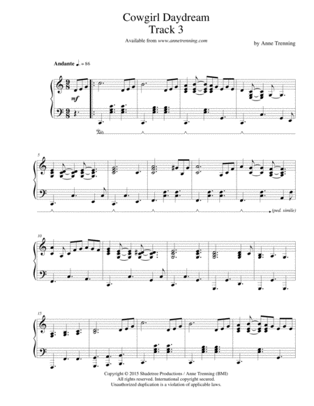 Cowgirl Daydream Sheet Music For Piano Sheet Music