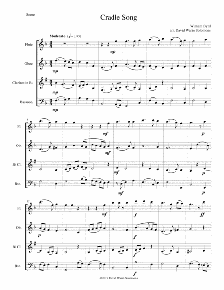 Cradle Song For Wind Quartet Sheet Music