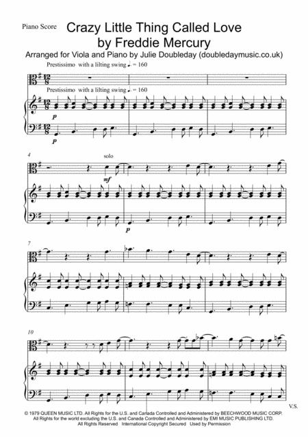 Crazy Little Thing Called Love For Solo Viola And Piano Sheet Music