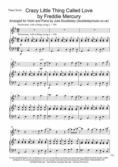 Free Sheet Music Crazy Little Thing Called Love For Violin And Piano